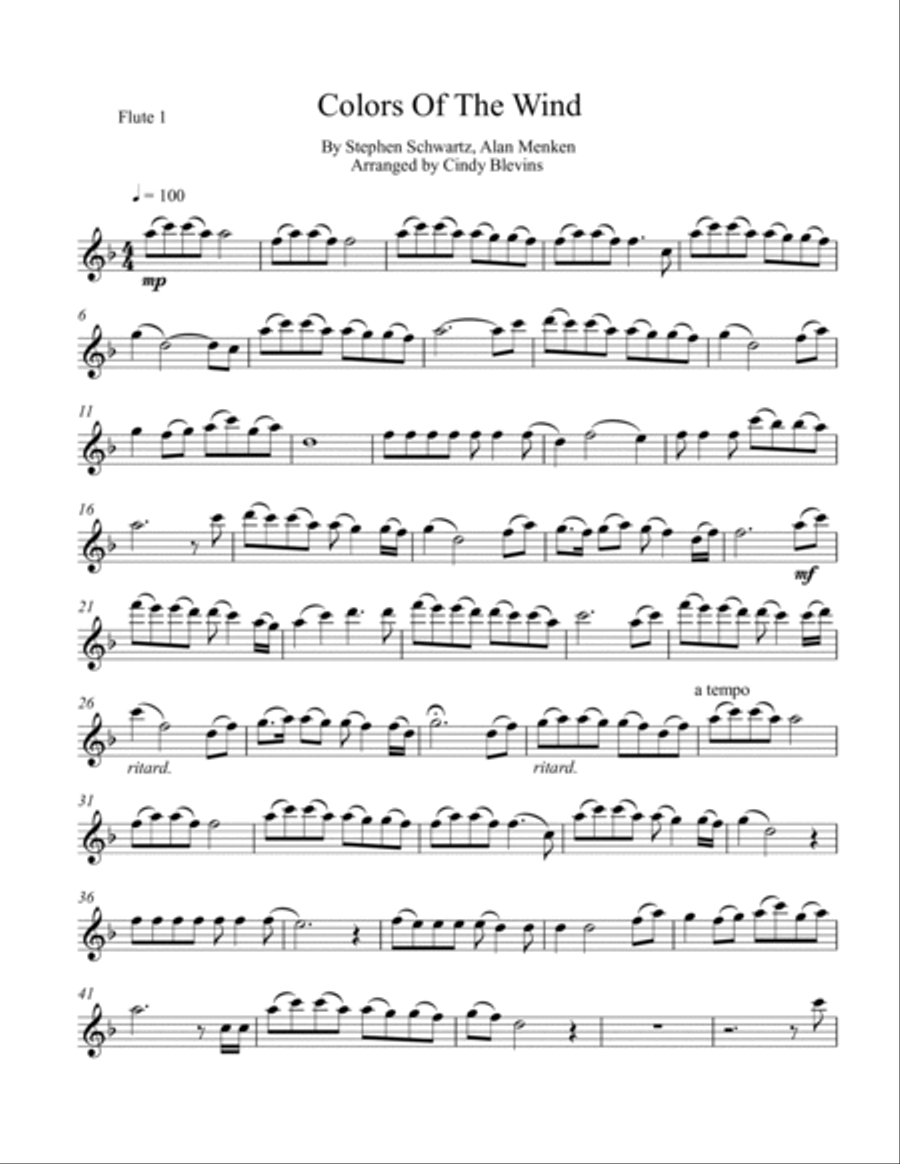 Colors Of The Wind Flute Trio scores gallery preview page 6