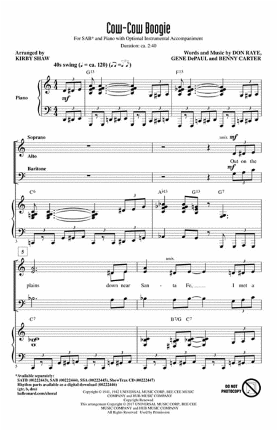 Cow-Cow Boogie 3-Part scores gallery preview page 2
