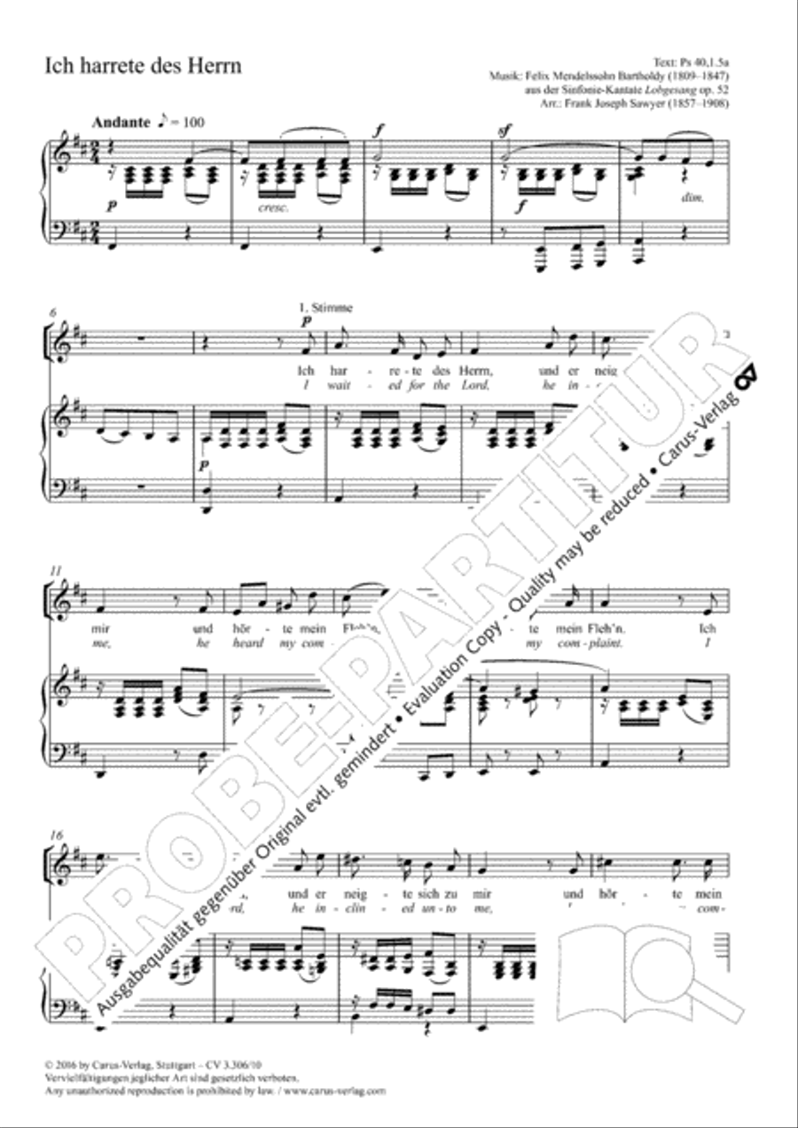Ich harrete des Herrn Ich harrete des Herrn 2-Part scores gallery preview page 2