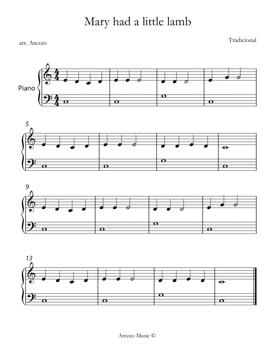 mary had a little lamb piano sheet music for beginners Chamber Music scores gallery preview page 1