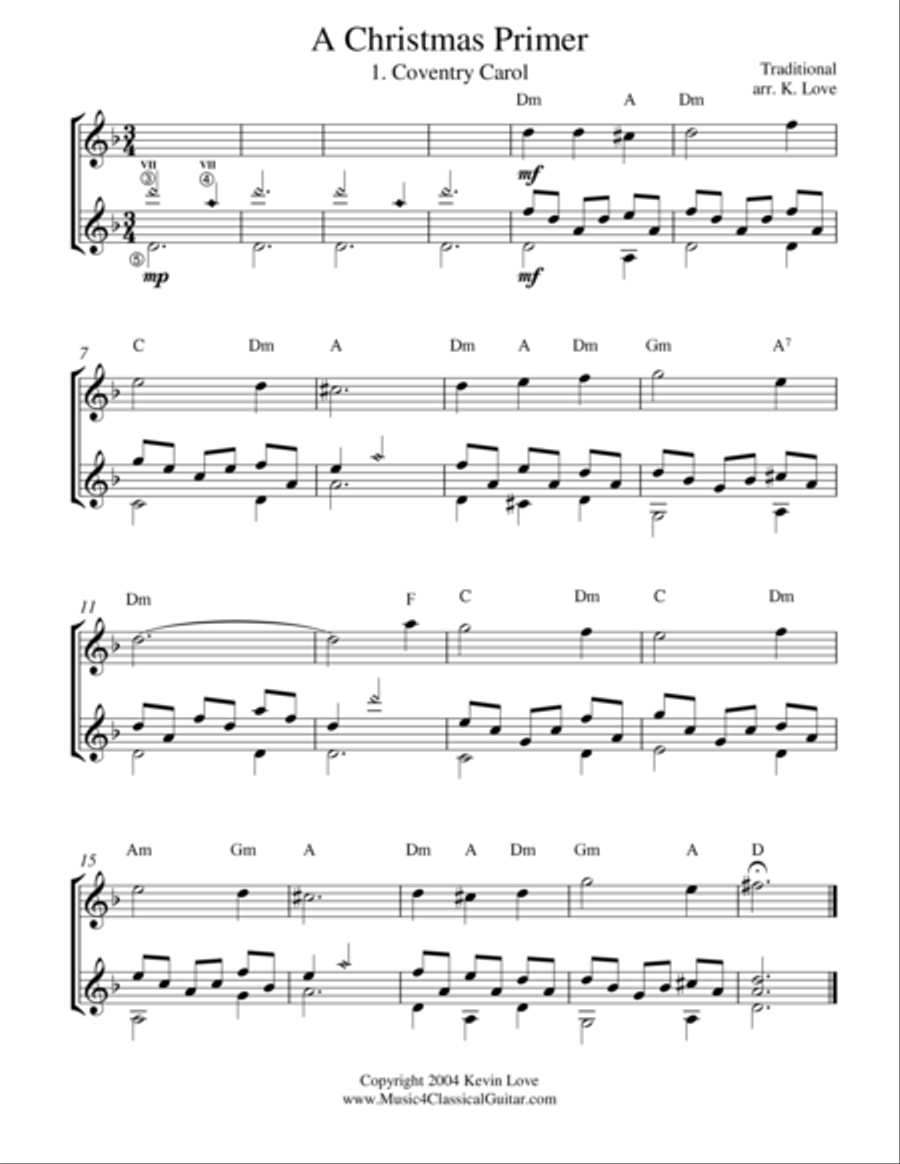 A Christmas Primer (Violin and Guitar) - Score and Parts String Duet scores gallery preview page 1