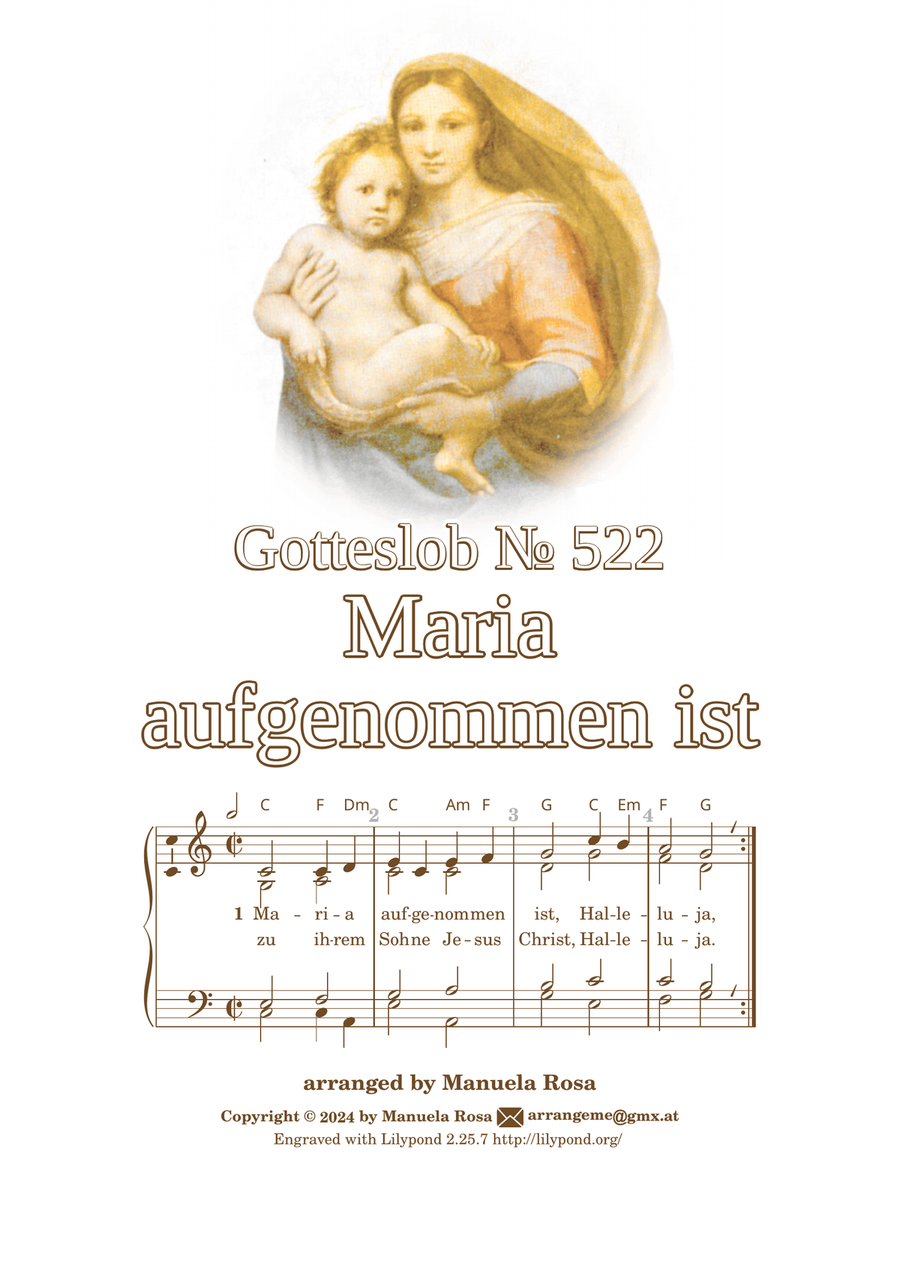 Maria aufgenommen ist (Gotteslob 522) Piano Solo scores gallery preview page 1
