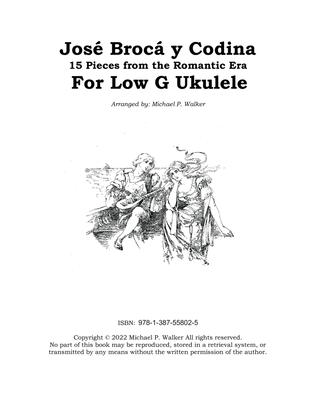 Book cover for José Brocá y Codina: 15 Pieces from the Romantic Era For Low G Ukulele