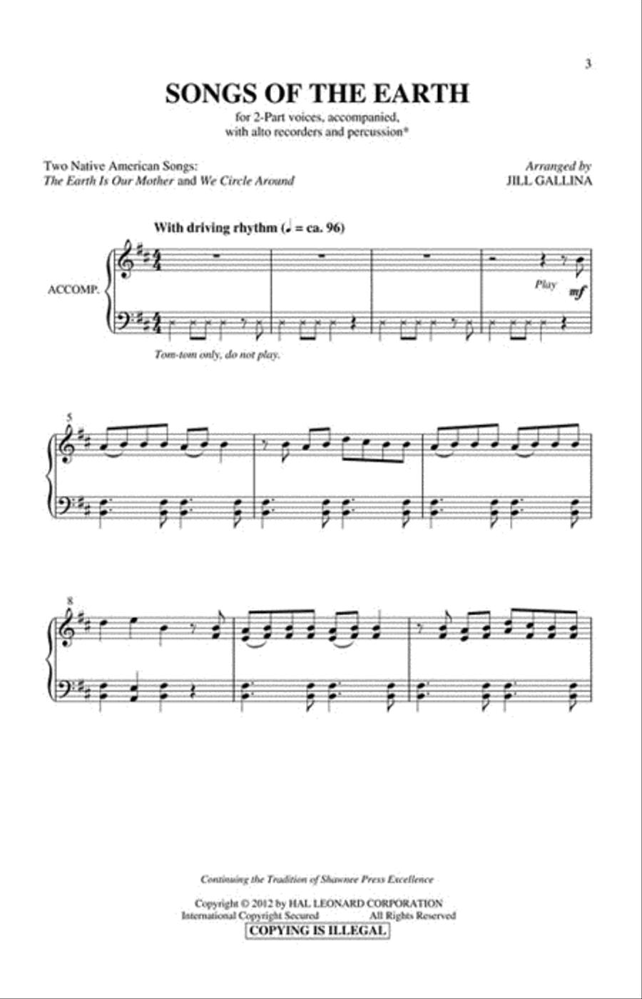 Songs of the Earth 2-Part scores gallery preview page 2