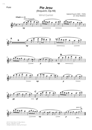 Pie Jesu (Requiem, Op.48) - Wind Quintet (Individual Parts)