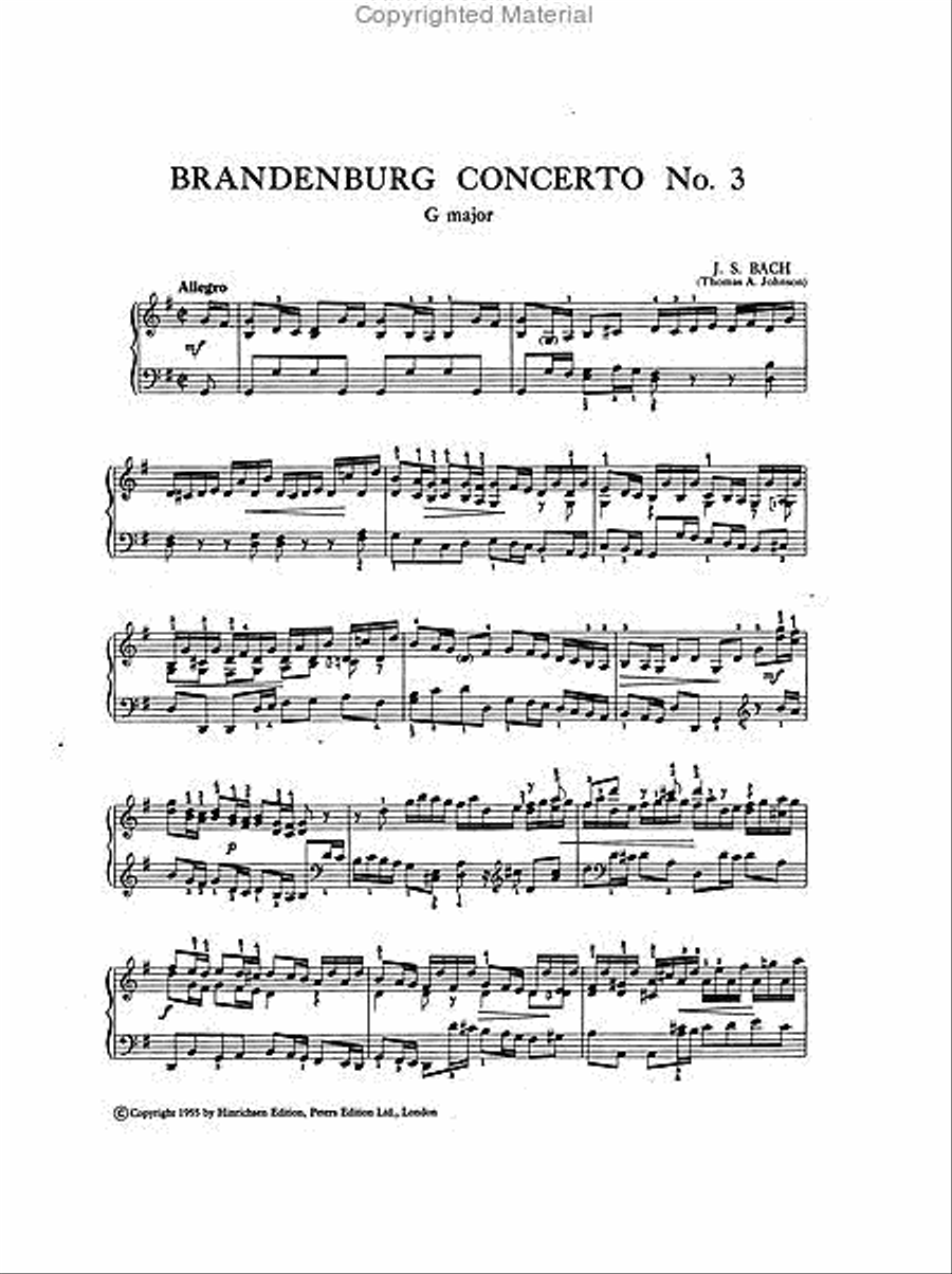 Brandenburg Concerto No. 3 in G BWV 1048 (Arranged for Piano) Piano Solo scores gallery preview page 2