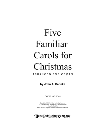 Five Familar Carols for Christmas