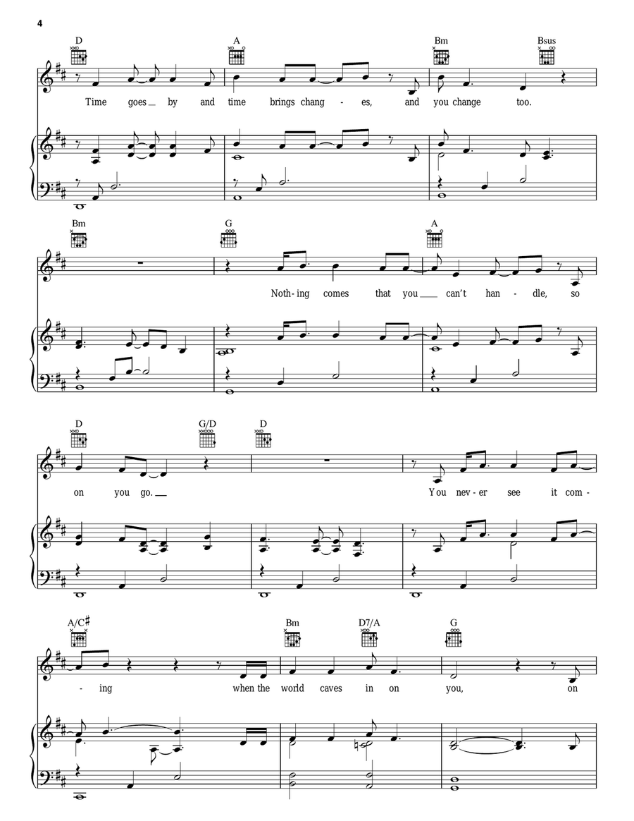 Our Town (from Cars) Our Town (from Cars) Piano, Vocal, Guitar scores gallery preview page 4