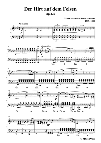Schubert-Der Hirt auf dem Felsen,Op.129,in A flat Major,for Voice&Piano image number null