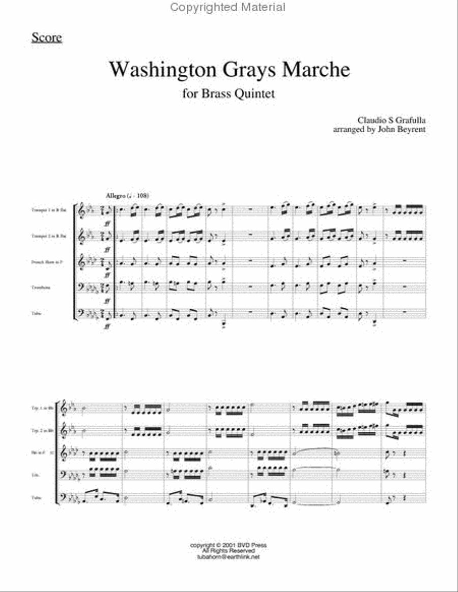 Washington Grays Washington Grays Brass Quintet scores gallery preview page 2