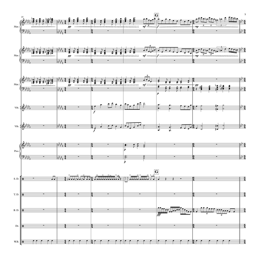 Genius And Insanity (Medium - Hard) (Indoor Drumline Opener) Marching Band scores gallery preview page 5