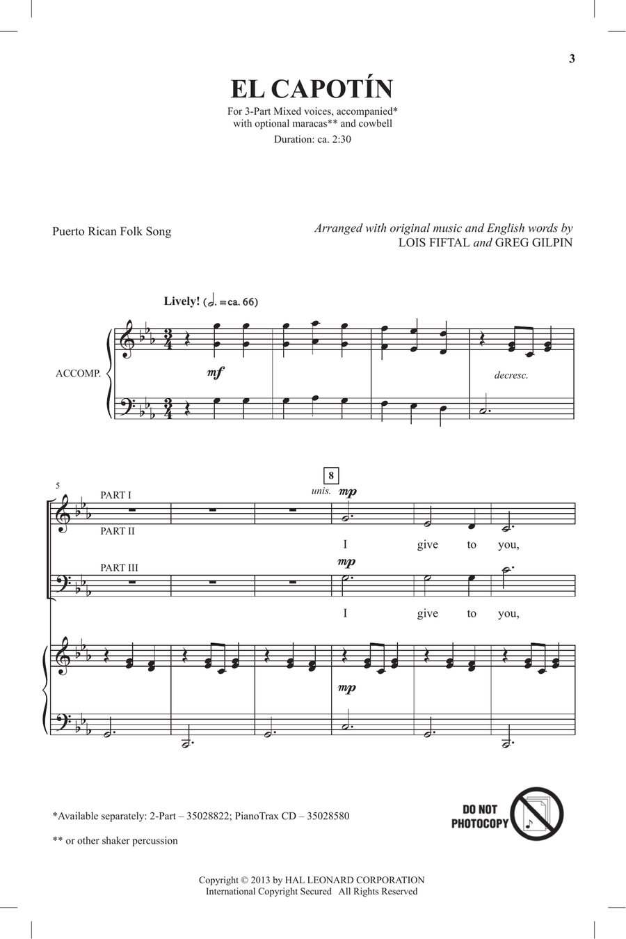 El Capotin 3-Part scores gallery preview page 1