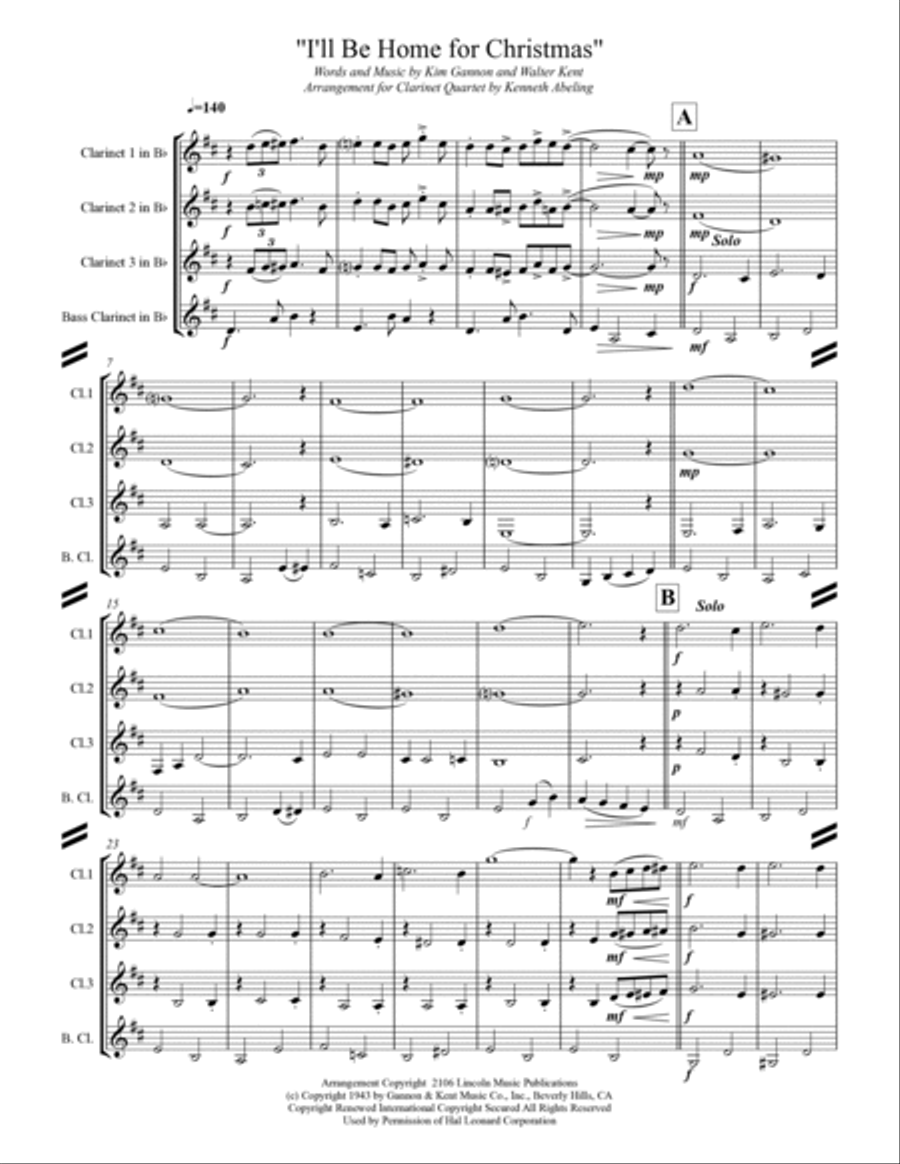 I'll Be Home For Christmas Woodwind Ensemble scores gallery preview page 2
