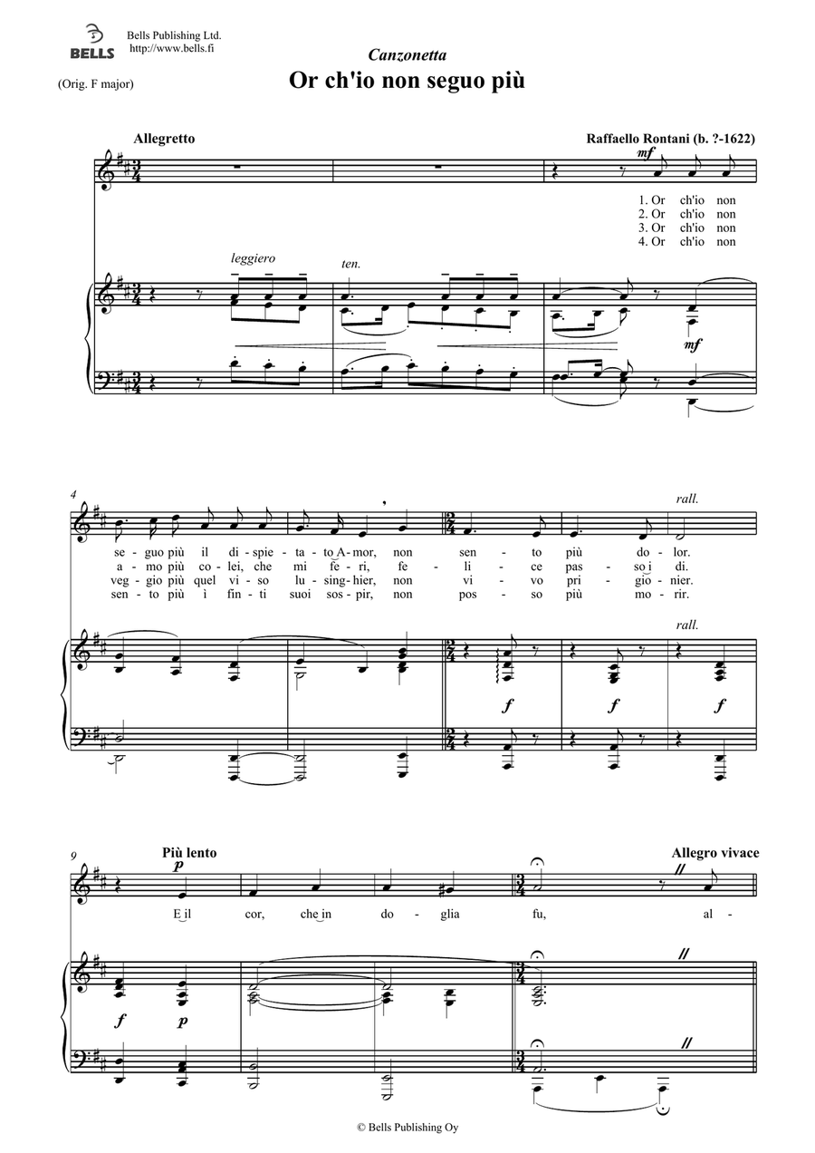 Or ch'io non seguo piu (D Major)