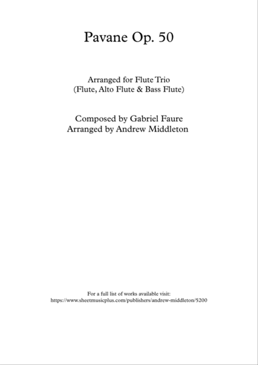 Pavane Op. 50 arranged for Flute Trio Flute Duet scores gallery preview page 1