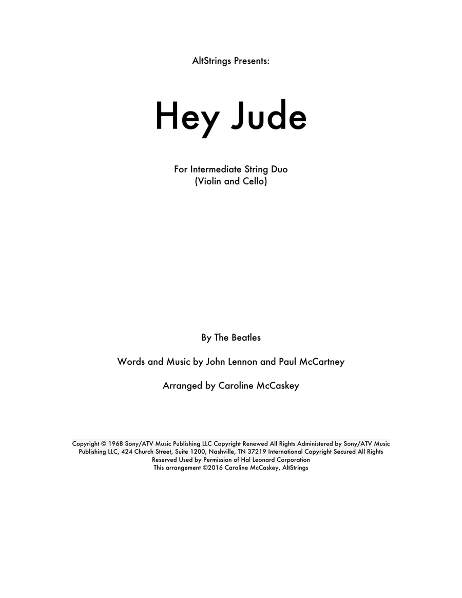 Hey Jude Hey Jude String Duet scores gallery preview page 1