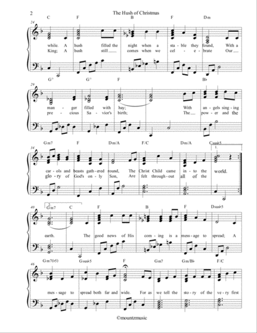 The Hush of Christmas Piano, Vocal, Guitar scores gallery preview page 2