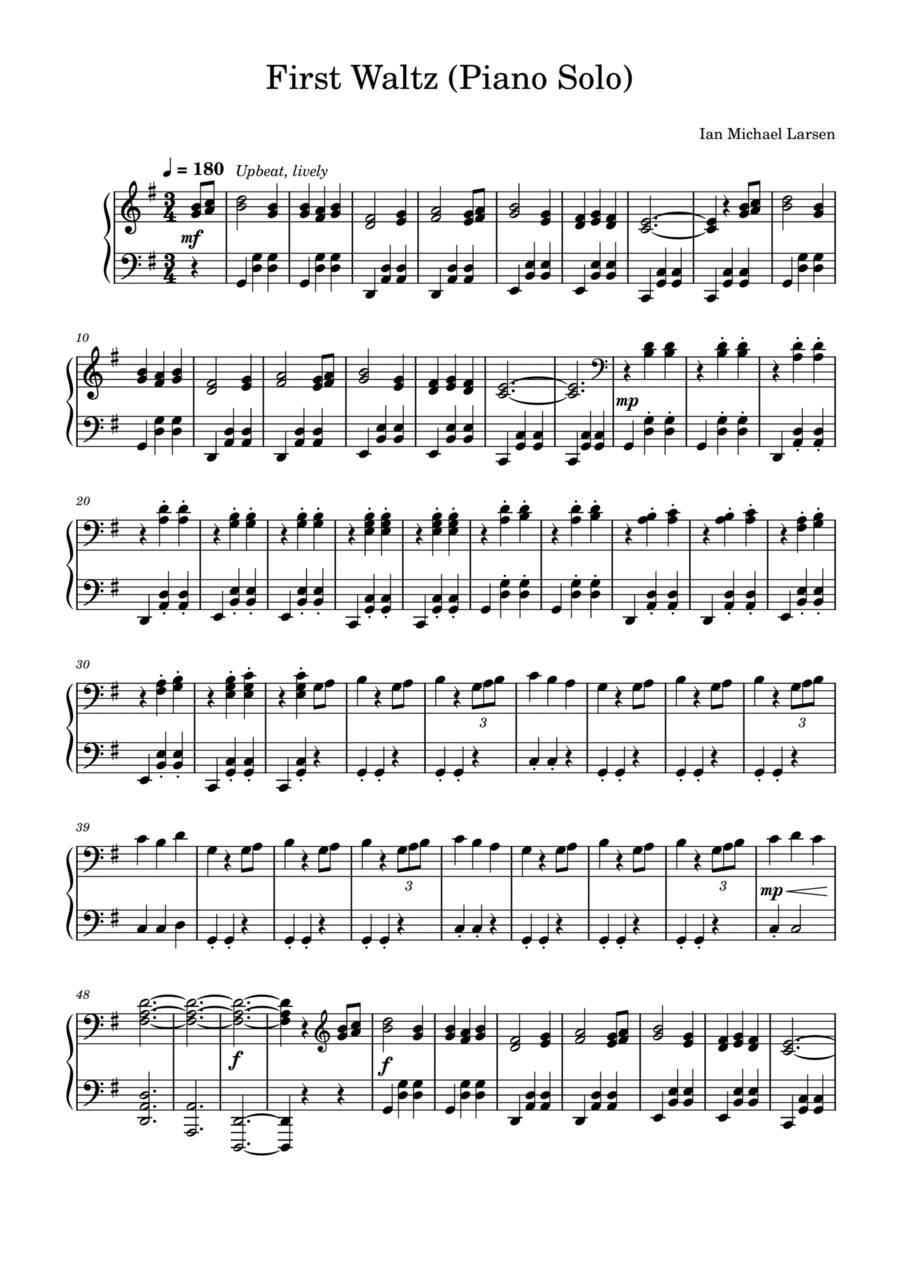 First Waltz - Piano Solo Easy Piano scores gallery preview page 1