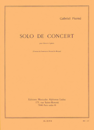 Book cover for Gabriel Pierne - Solo De Concert Pour Basson Et Piano.