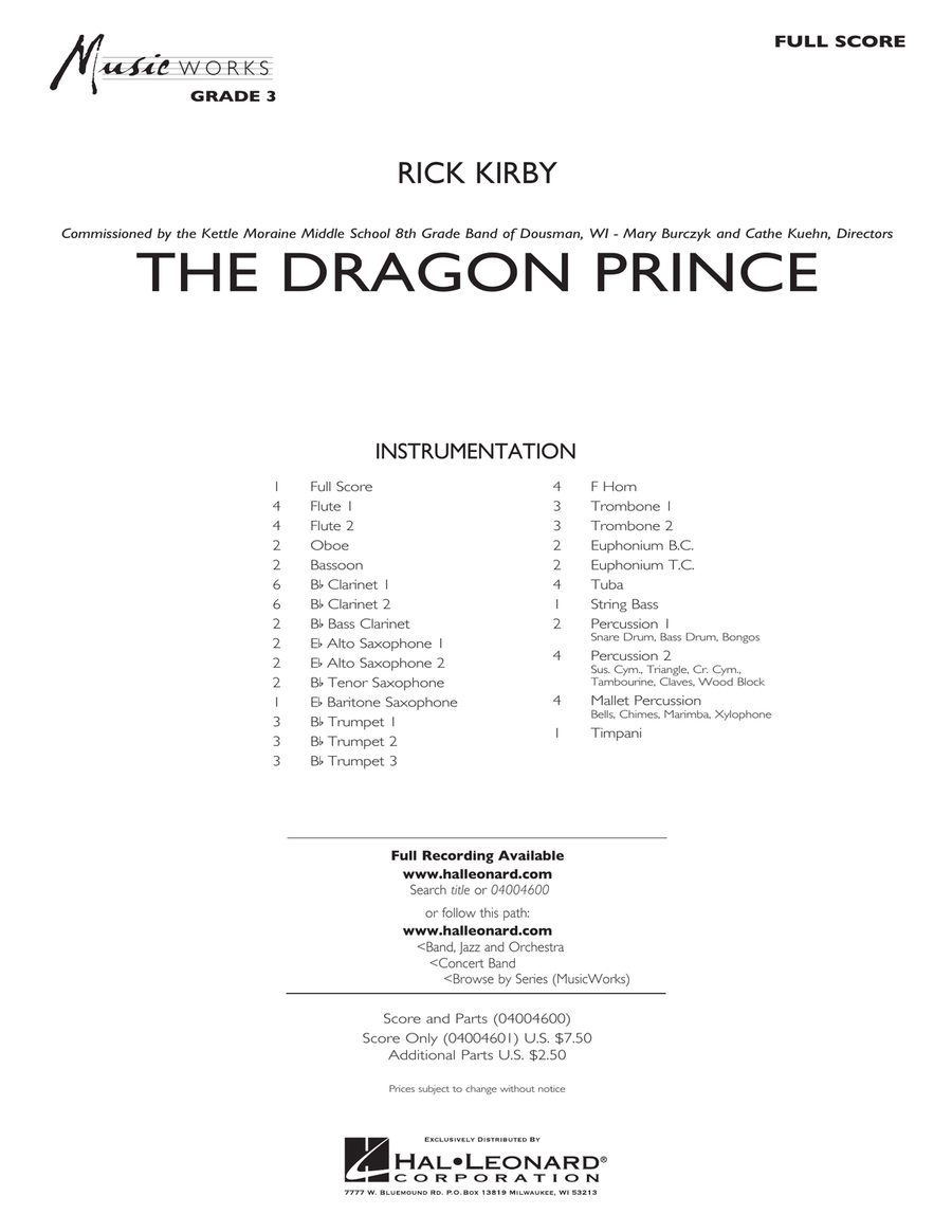 The Dragon Prince by Rick Kirby
                        Concert Band -
                         Digital Sheet Music
                        