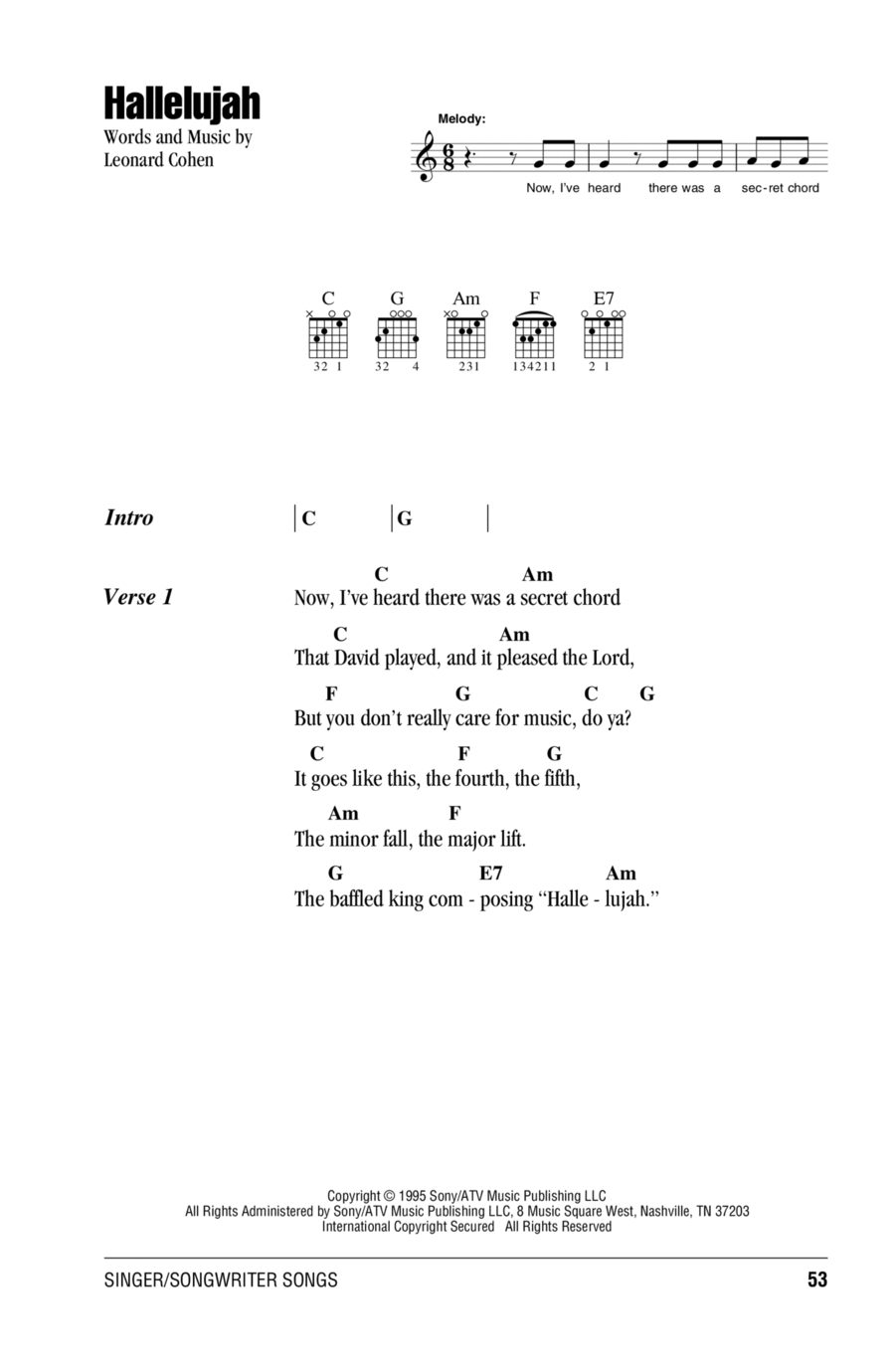 Hallelujah Acoustic Guitar scores gallery preview page 1
