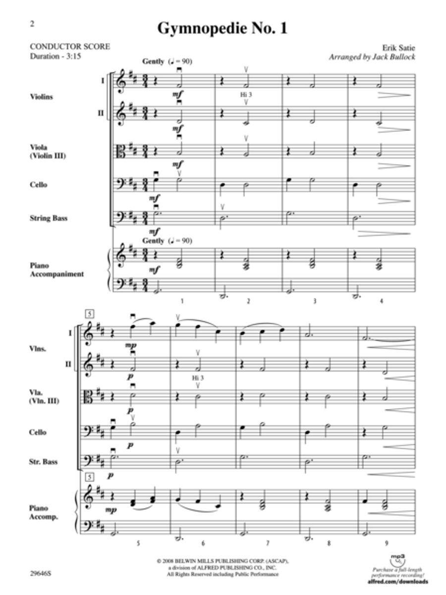 Gymnopedie No. 1 Gymnopedie No. 1 String Orchestra scores gallery preview page 2