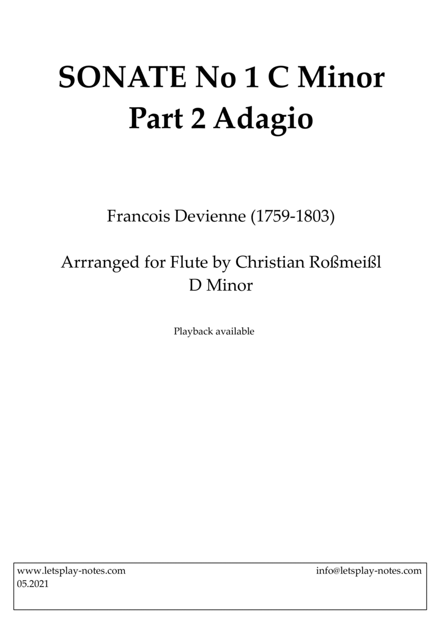 Devienne Sonata No 1 C Minor Part 2 Adagio (Flute) Woodwind Duet scores gallery preview page 1