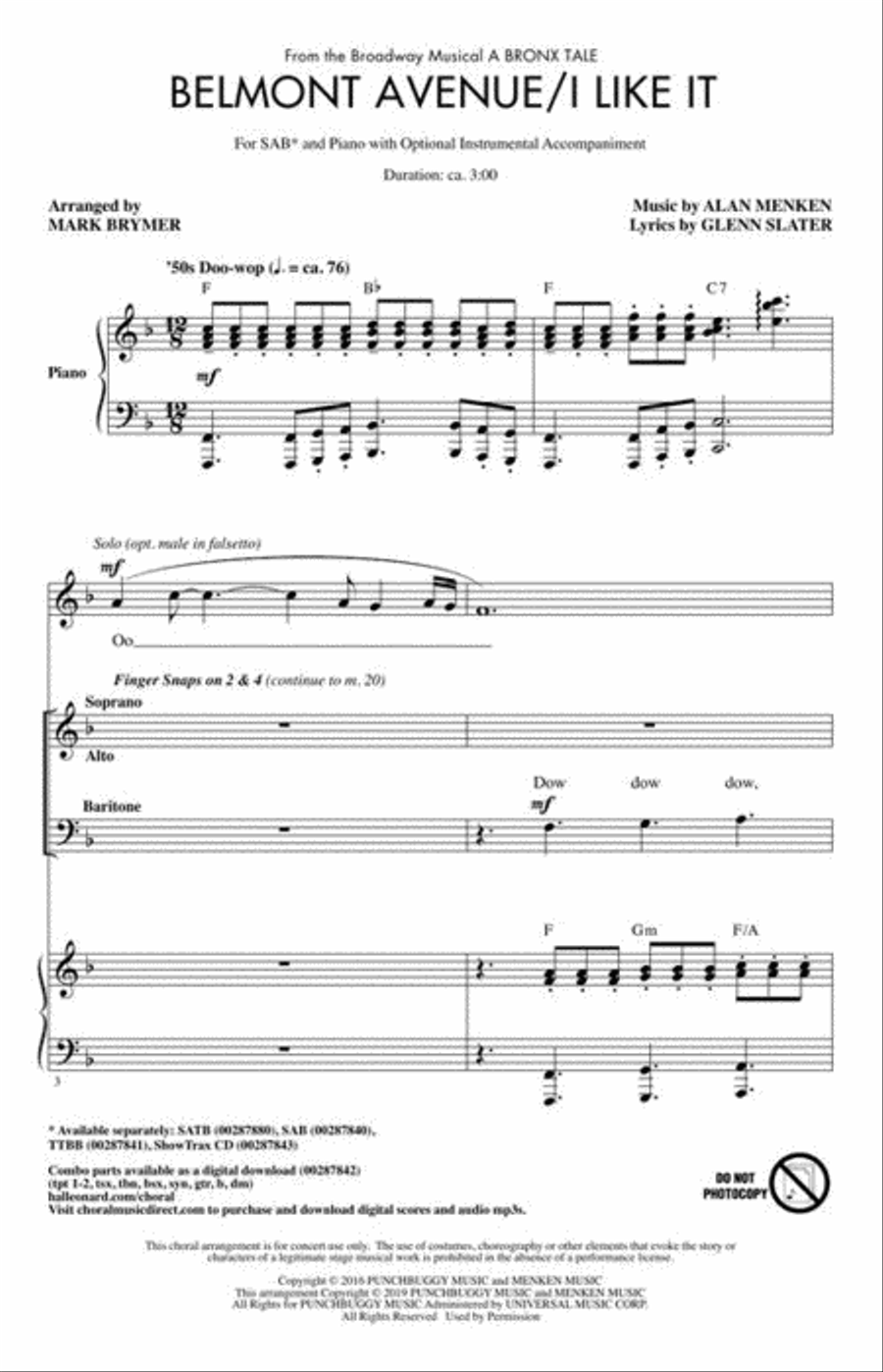 Belmont Avenue/I Like It Belmont Avenue/I Like It 3-Part scores gallery preview page 3