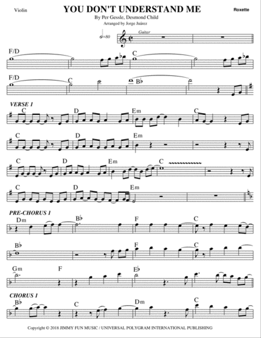 You Don't Understand Me Violin Solo scores gallery preview page 1