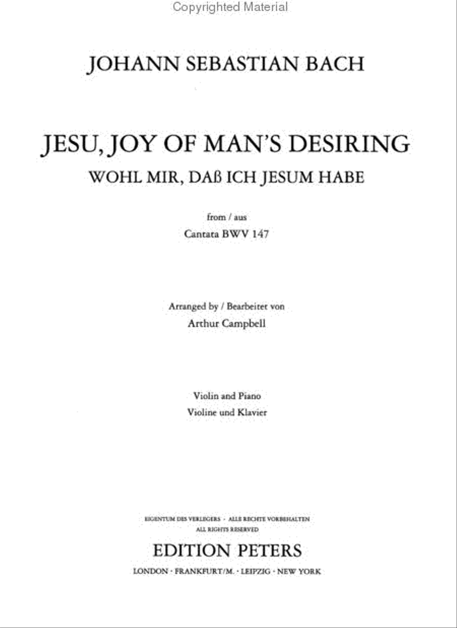 Jesu, Joy of Man's Desiring (Arranged for Violin and Piano) Violin Solo scores gallery preview page 2