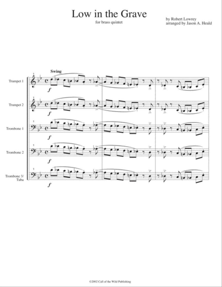 Low in the Grave for brass quintet Brass Quintet scores gallery preview page 3