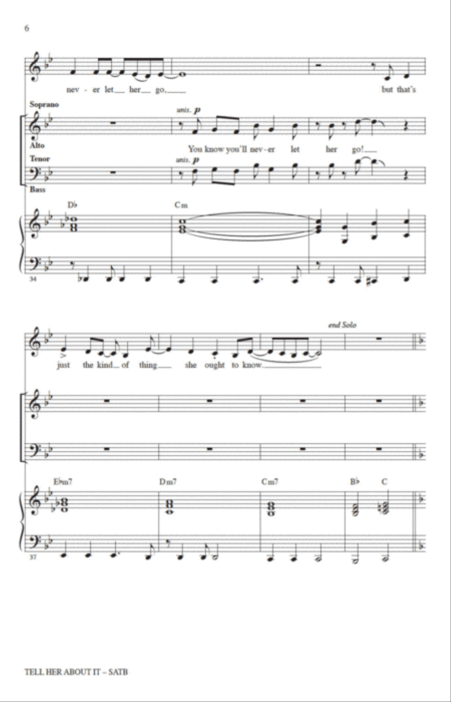 Tell Her About It (arr. Jack Zaino) 4-Part scores gallery preview page 4