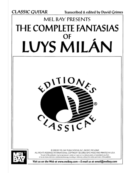 The Complete Fantasias of Luys Milan