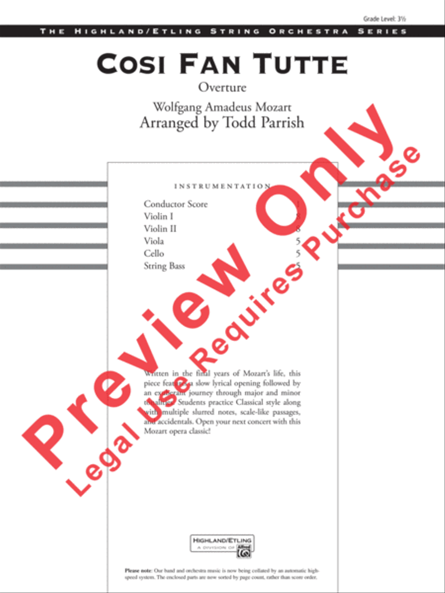 Cosi Fan Tutte Cosi Fan Tutte String Orchestra scores gallery preview page 2