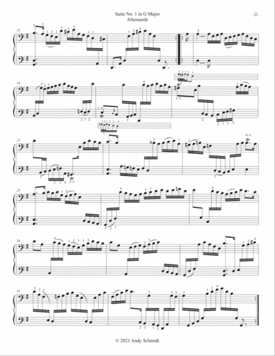 Bach Cello Suite No. 1 in G Major Piano Solo scores gallery preview page 5