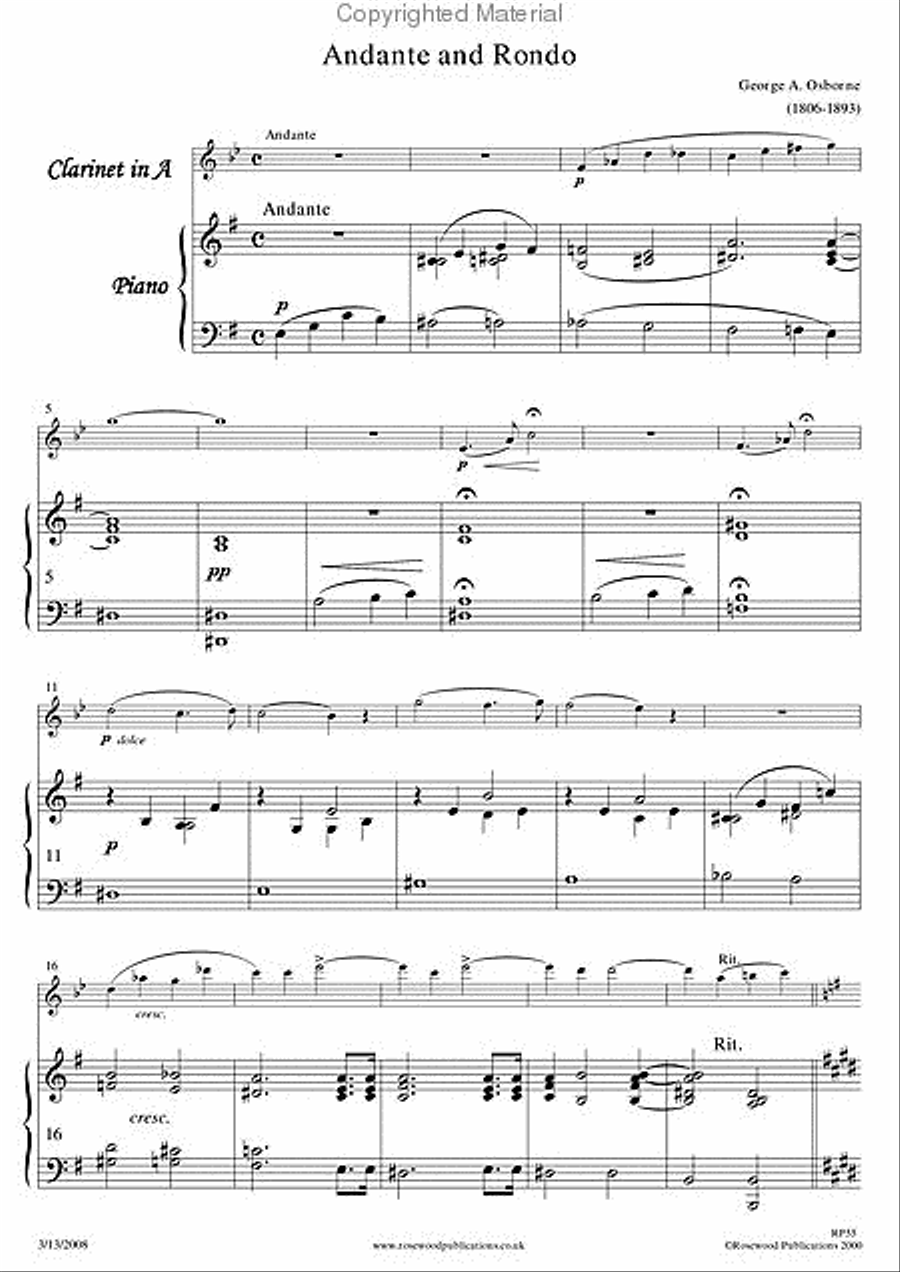 Andante & Rondo A Clarinet scores gallery preview page 3