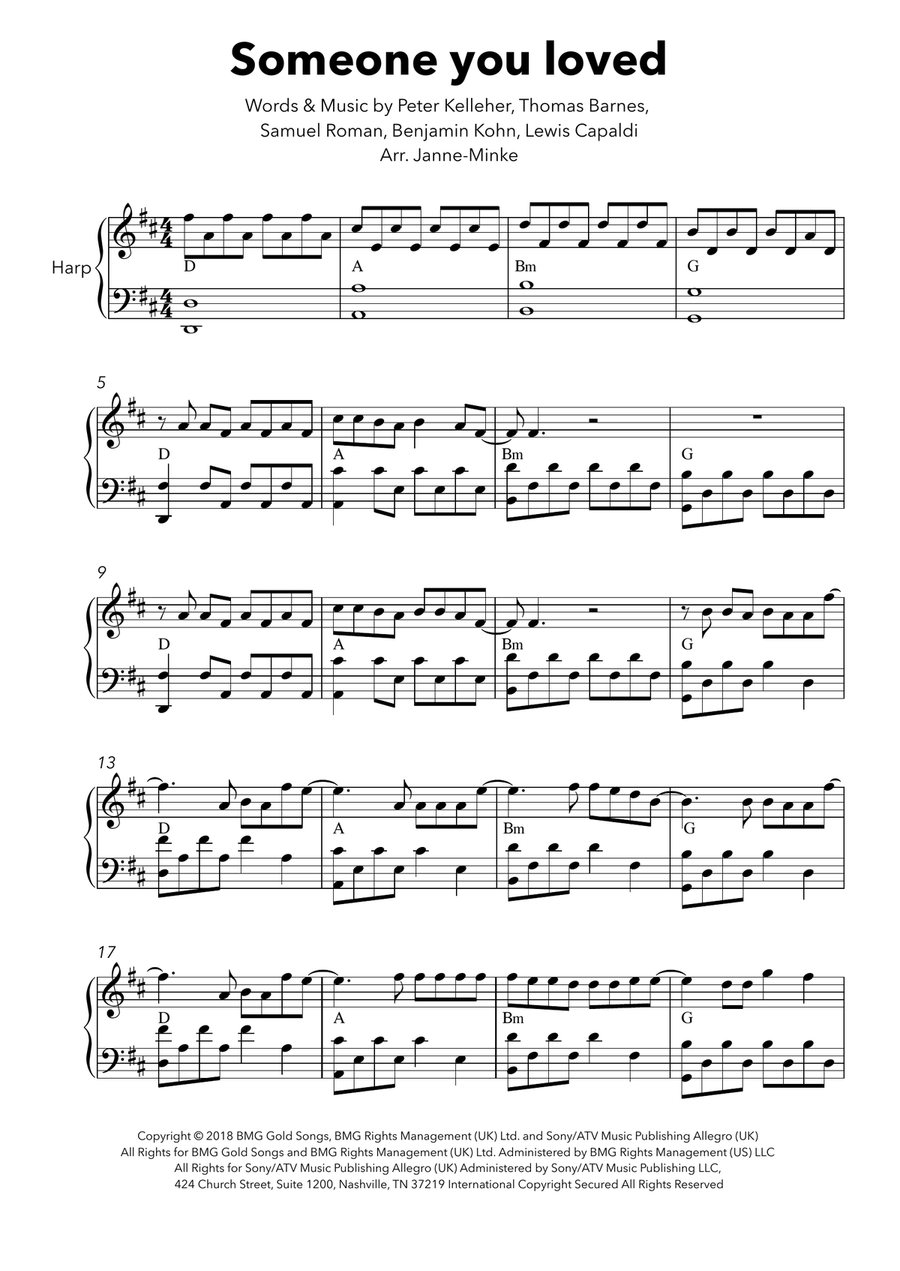 Someone You Loved Harp scores gallery preview page 2