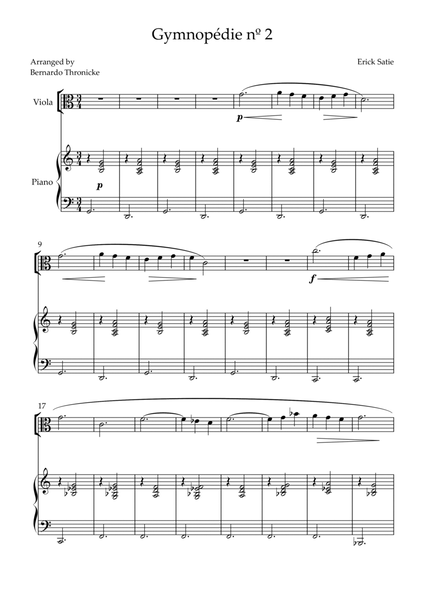 Gymnopédie nº 2 - For Viola and Piano image number null