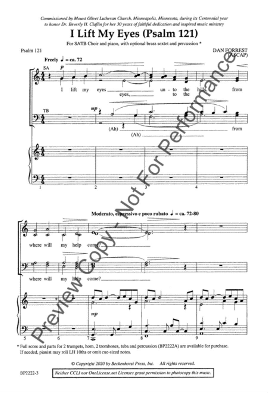 I Lift My Eyes (Psalm 121) 4-Part scores gallery preview page 3