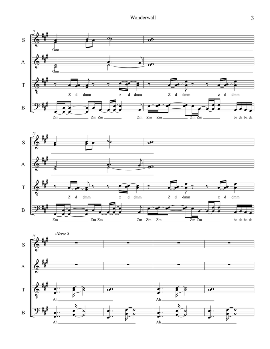 Wonderwall 4-Part scores gallery preview page 3