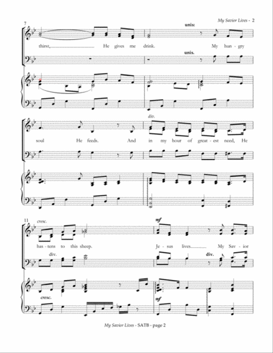 My Savior Lives for SATB CHOIR (EASTER) 4-Part scores gallery preview page 3