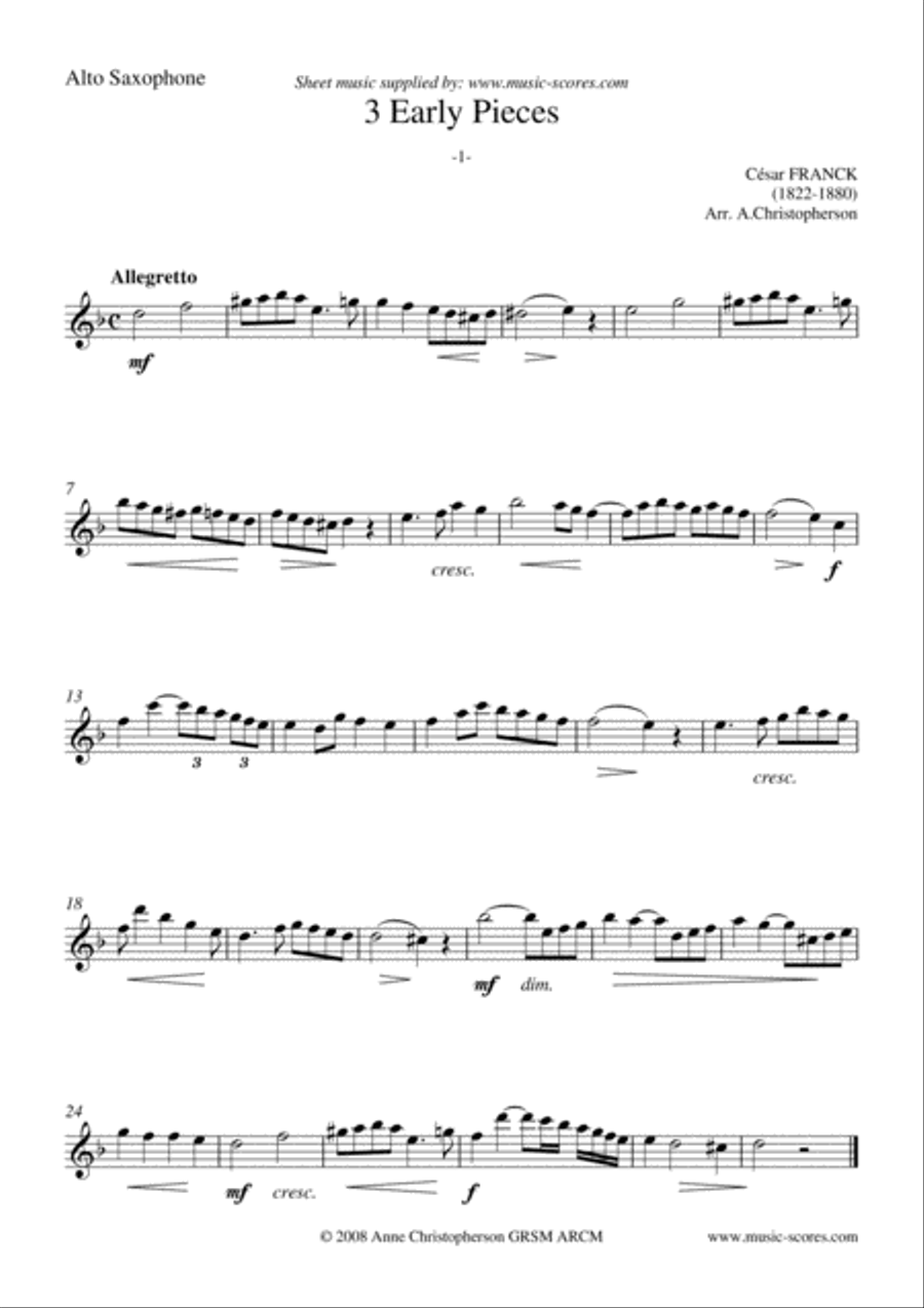 3 Early Pieces - No.1: Alto and Tenor Sax Duet Woodwind Duet scores gallery preview page 2