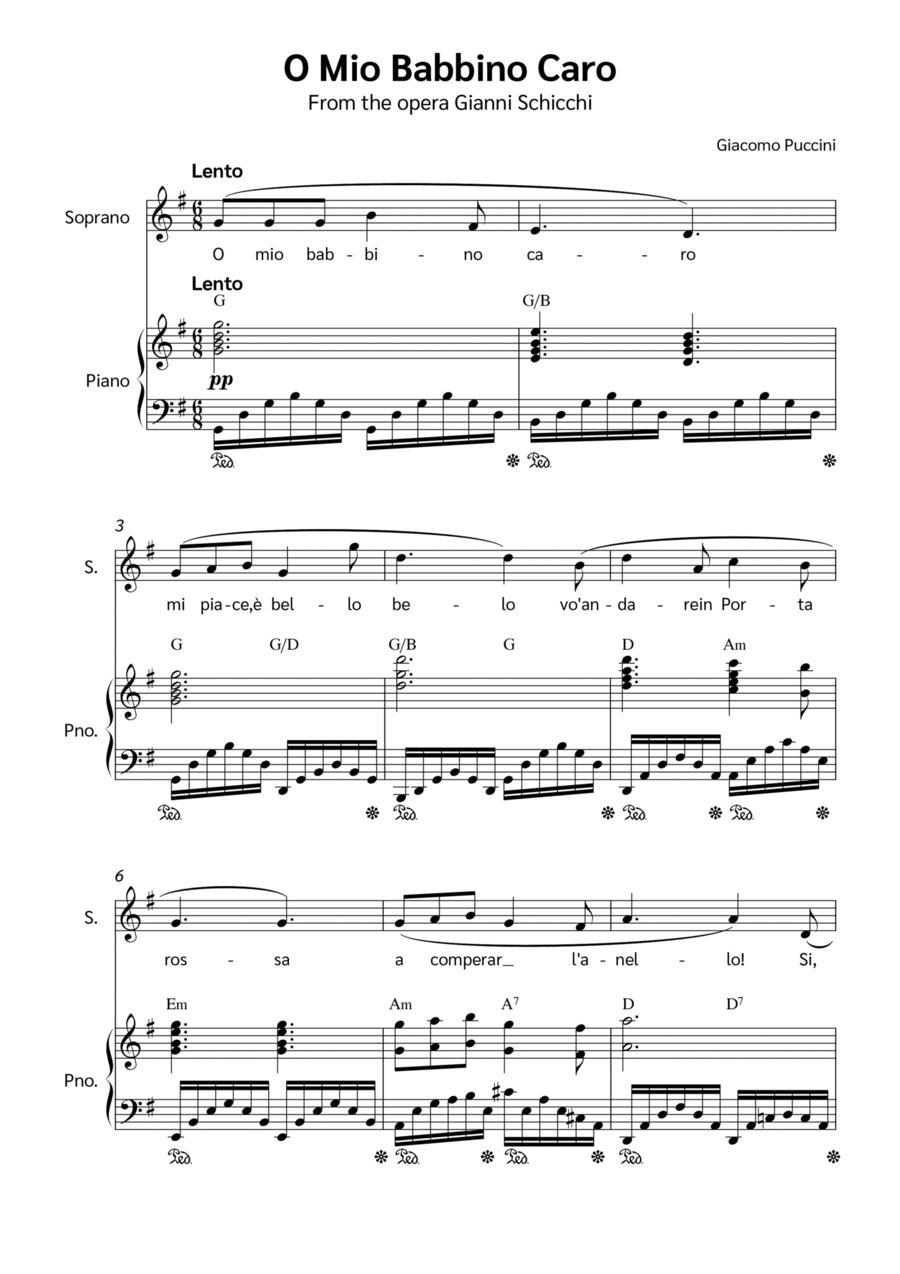 O Mio Babbino Caro Voice scores gallery preview page 1