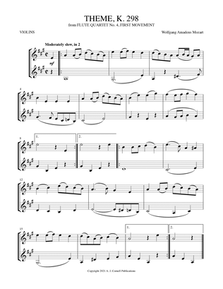 Theme (from Flute Quartet No. 4, K. 298, First Movement)