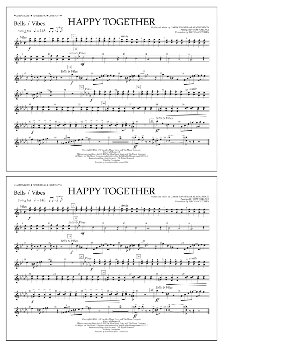 Happy Together - Bells/Vibes Vibraphone scores gallery preview page 1