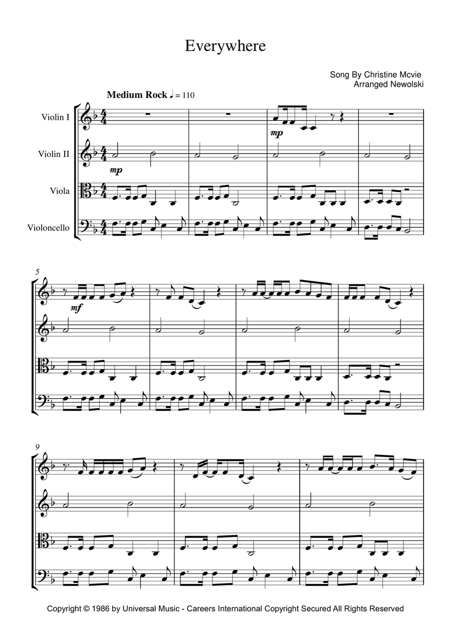Everywhere String Quartet scores gallery preview page 1