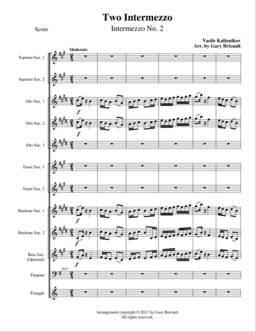 Intermezzo No. 2 from Two Intermezzo Woodwind Ensemble scores gallery preview page 1