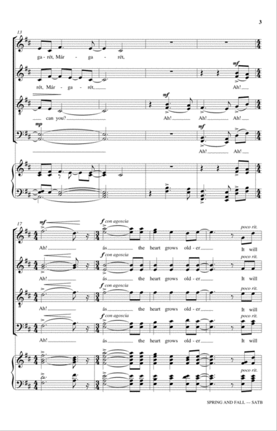 Spring And Fall: To A Young Child 4-Part scores gallery preview page 3