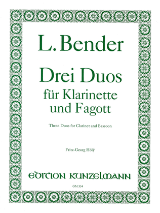 Book cover for 3 Duos for clarinet and bassoon