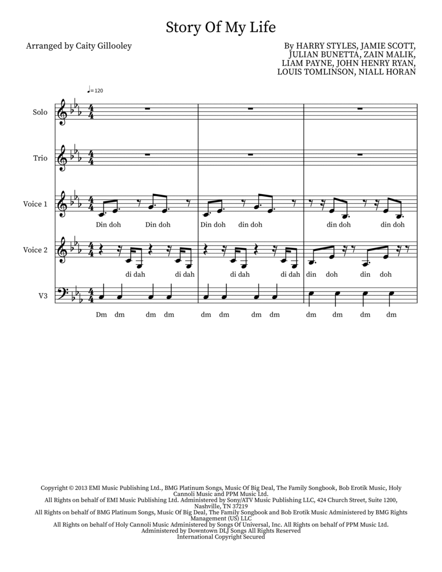 Story Of My Life 4-Part scores gallery preview page 1